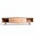 Stolik RTV o wymiarach 150 x 40 x 50cm z drewna dębowego w kolorze naturalnym