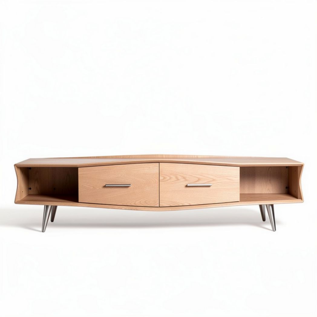 Stolik RTV o wymiarach 150 x 40 x 50cm z drewna dębowego w kolorze naturalnym