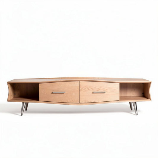 Stolik RTV o wymiarach 150 x 40 x 50cm z drewna dębowego w kolorze naturalnym